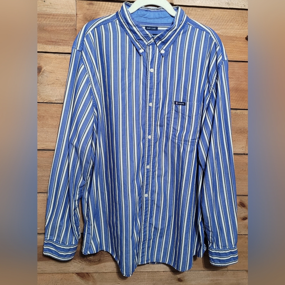 Chaps Easy Care Button Down Casual Shirt Men's Size XXL Tall Vintage 90s